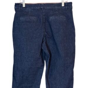 Zara Dark Wash Stretch Denim Cropped Jeans High Rise Straight Leg Size 10